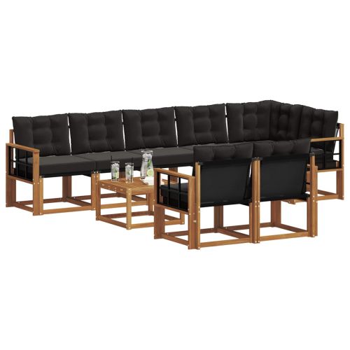 Комплект дивани за открито 9 pcs Естествено и черно