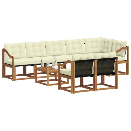 Комплект дивани за открито 9 pcs Натурален и Крема