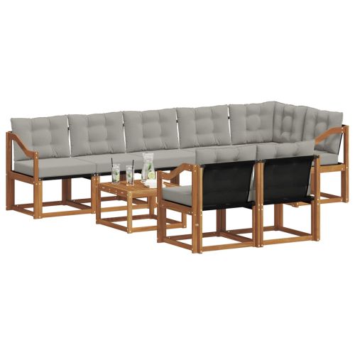 Комплект дивани за открито 9 pcs Естествено и светло сиво