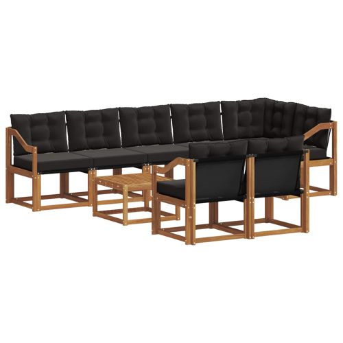 Комплект дивани за открито 9 pcs Естествено и черно