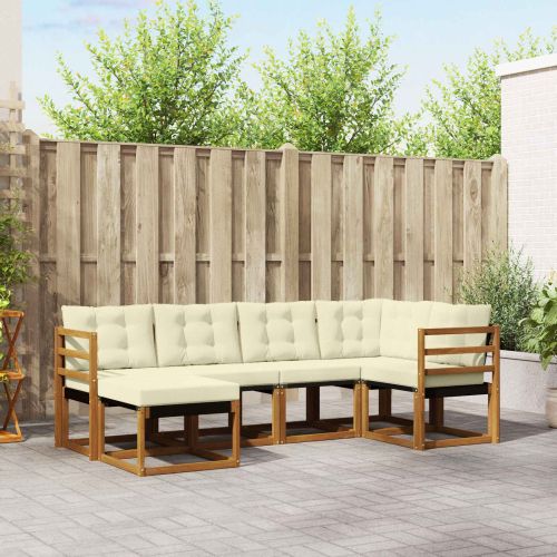 Комплект дивани за открито 6 pcs Натурален и Крема