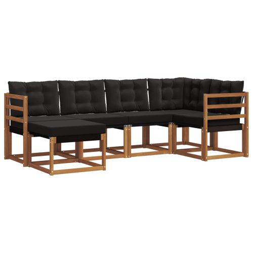 Комплект дивани за открито 6 pcs Естествено и черно
