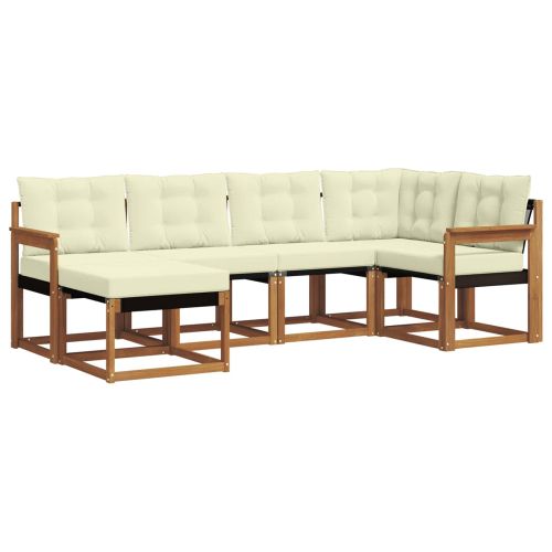 Комплект дивани за открито 6 pcs Натурален и Крема