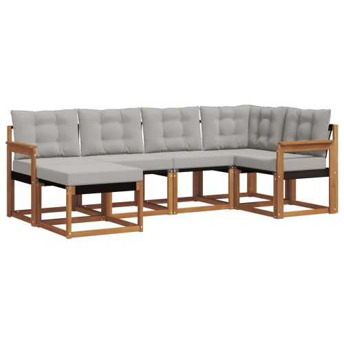 Комплект дивани за открито 6 pcs Естествено и светло сиво