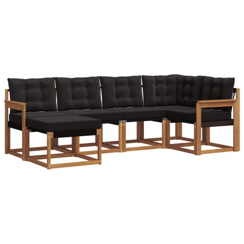 Комплект дивани за открито 6 pcs Естествено и черно