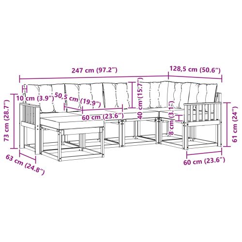 Комплект дивани за открито 6 pcs Натурален и Крема
