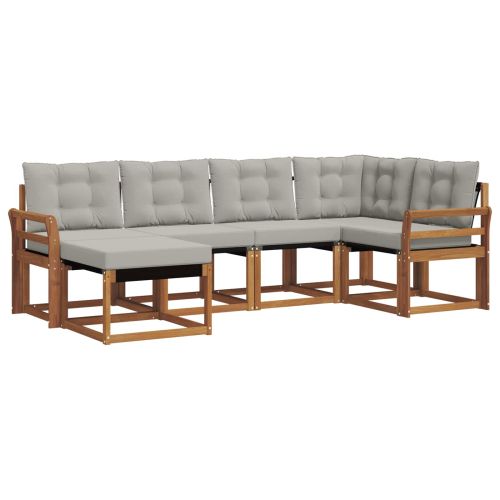 Комплект дивани за открито 6 pcs Естествено и светло сиво