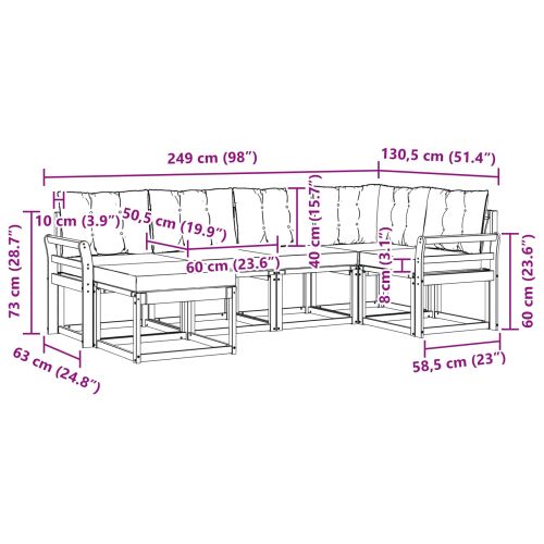 Комплект дивани за открито 6 pcs Естествено и черно