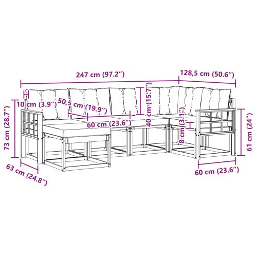Комплект дивани за открито 6 pcs Натурален и Крема