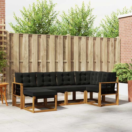 Комплект дивани за открито 6 pcs Естествено и черно