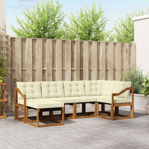 Комплект дивани за открито 6 pcs Натурален и Крема