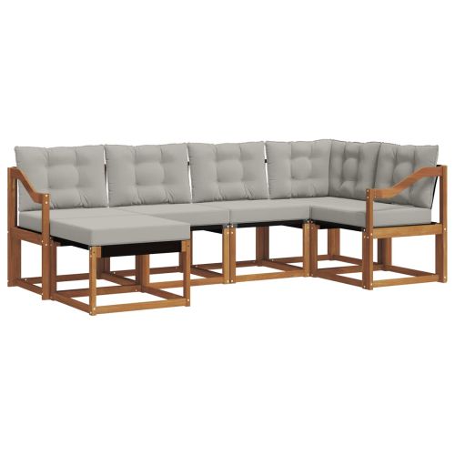 Комплект дивани за открито 6 pcs Естествено и светло сиво