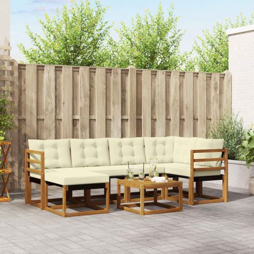 Комплект дивани за открито 7 pcs Натурален и Крема