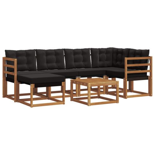 Комплект дивани за открито 7 pcs Естествено и черно