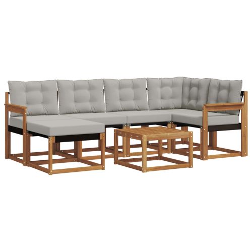 Комплект дивани за открито 7 pcs Естествено и светло сиво