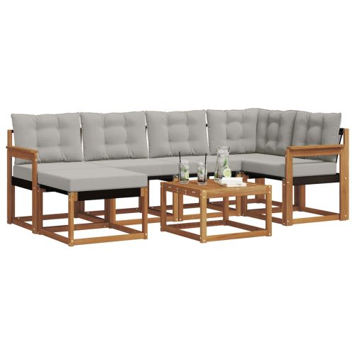 Комплект дивани за открито 7 pcs Естествено и светло сиво