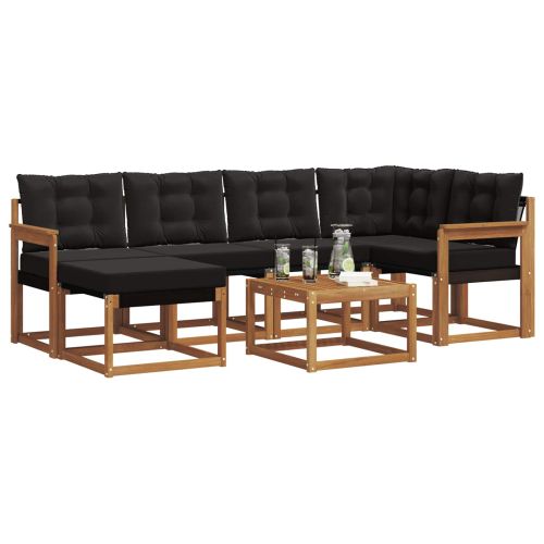 Комплект дивани за открито 7 pcs Естествено и черно