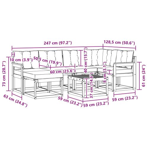 Комплект дивани за открито 7 pcs Естествено и черно