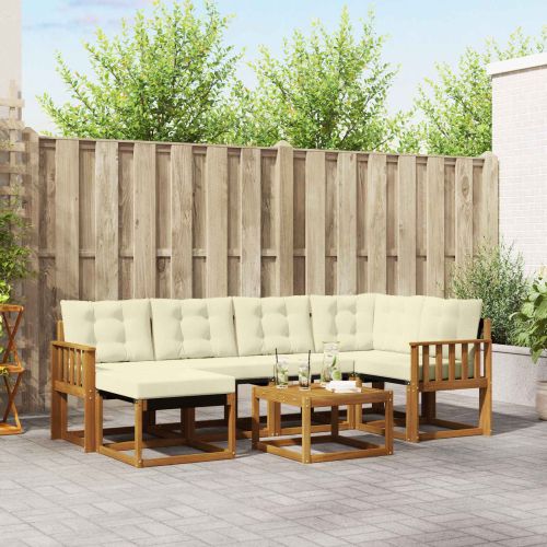 Комплект дивани за открито 7 pcs Натурален и Крема