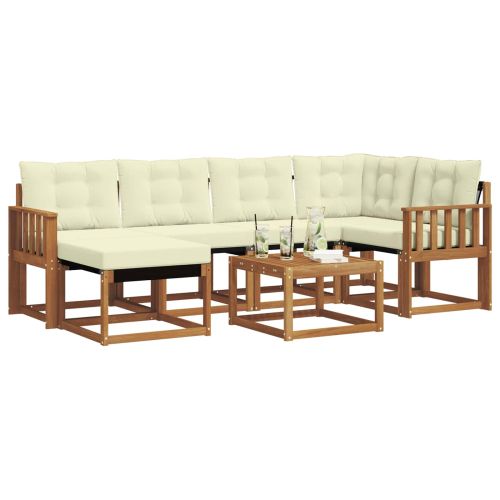 Комплект дивани за открито 7 pcs Натурален и Крема