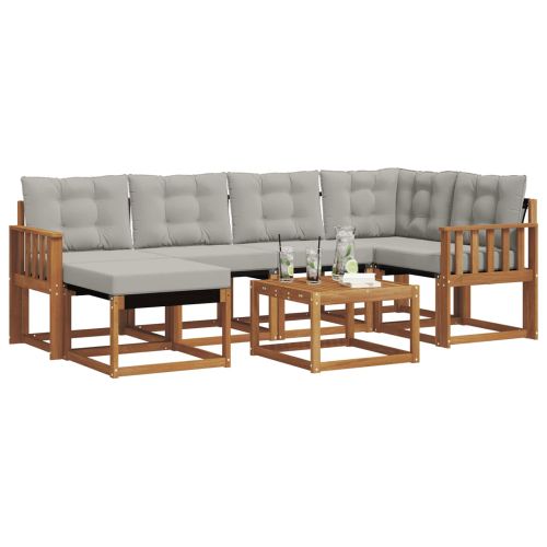 Комплект дивани за открито 7 pcs Естествено и светло сиво