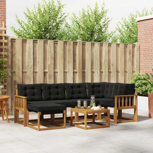 Комплект дивани за открито 7 pcs Естествено и черно