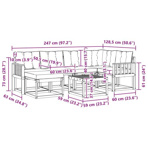 Комплект дивани за открито 7 pcs Естествено и черно