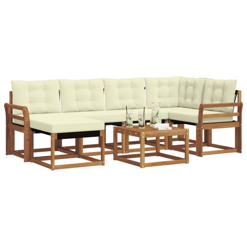 Комплект дивани за открито 7 pcs Натурален и Крема