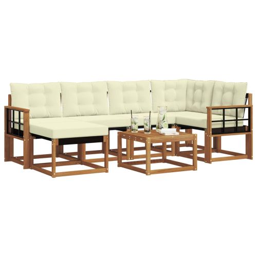 Комплект дивани за открито 7 pcs Натурален и Крема