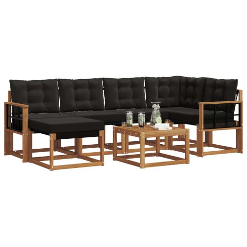 Комплект дивани за открито 7 pcs Естествено и черно