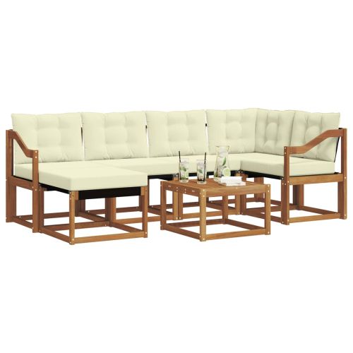 Комплект дивани за открито 7 pcs Натурален и Крема