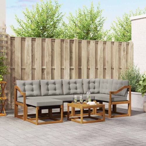 Комплект дивани за открито 7 pcs Естествено и светло сиво