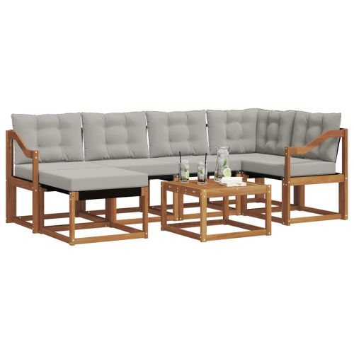 Комплект дивани за открито 7 pcs Естествено и светло сиво