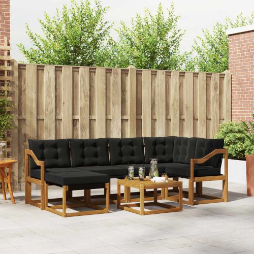 Комплект дивани за открито 7 pcs Естествено и черно