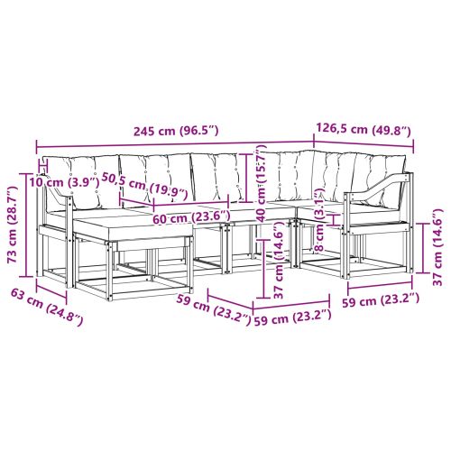 Комплект дивани за открито 7 pcs Естествено и черно