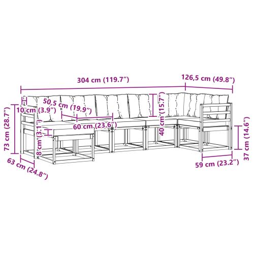 Комплект дивани за открито 7 pcs Естествено и черно