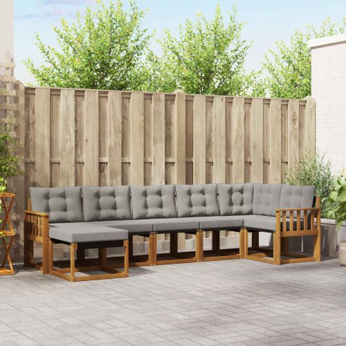 Комплект дивани за открито 7 pcs Естествено и светло сиво