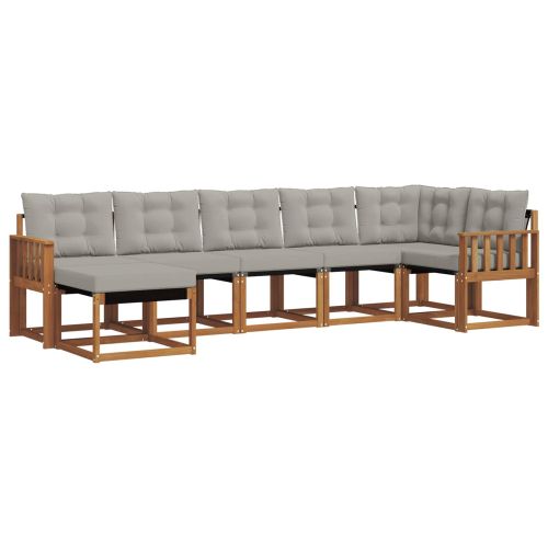 Комплект дивани за открито 7 pcs Естествено и светло сиво