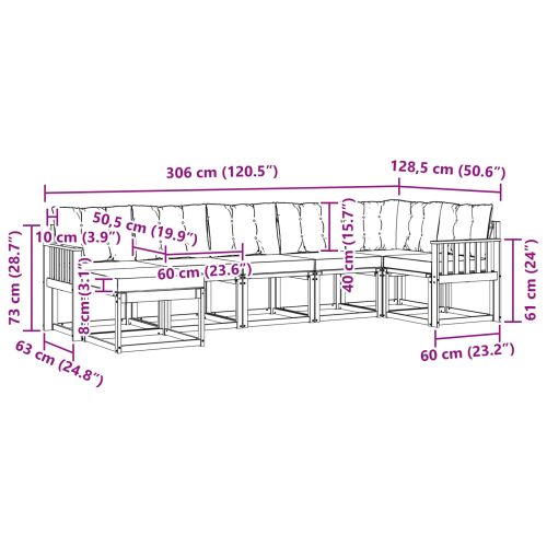 Комплект дивани за открито 7 pcs Естествено и черно