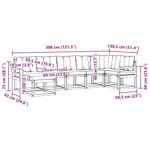Комплект дивани за открито 7 pcs Естествено и светло сиво