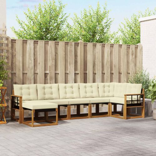 Комплект дивани за открито 7 pcs Натурален и Крема