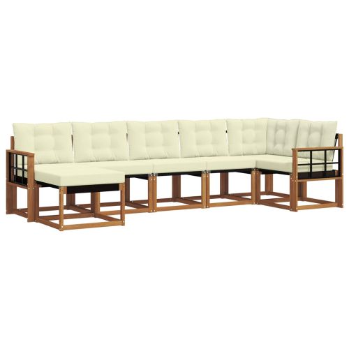 Комплект дивани за открито 7 pcs Натурален и Крема