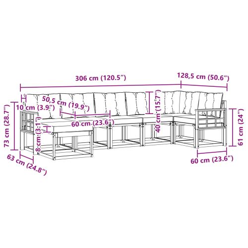 Комплект дивани за открито 7 pcs Натурален и Крема