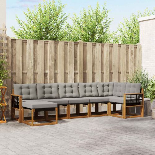 Комплект дивани за открито 7 pcs Естествено и светло сиво