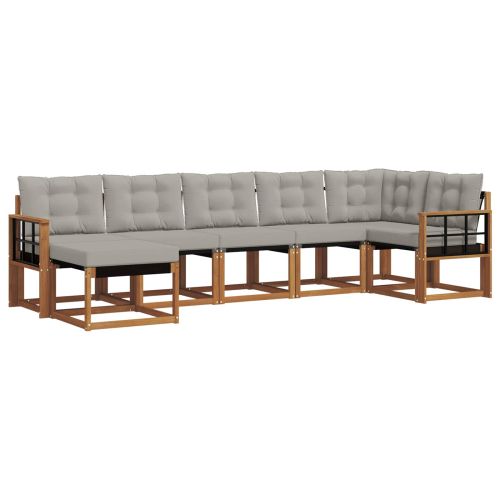 Комплект дивани за открито 7 pcs Естествено и светло сиво