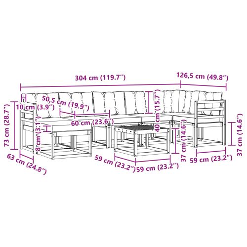 Комплект дивани за открито 8 pcs Натурален и Крема
