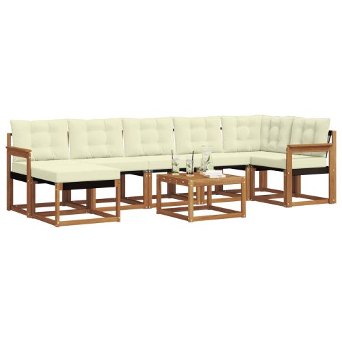 Комплект дивани за открито 8 pcs Натурален и Крема