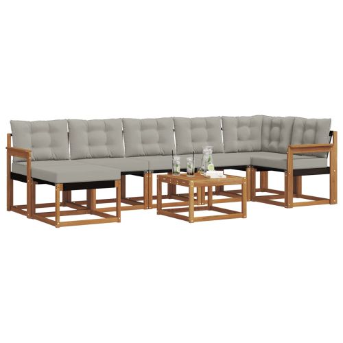 Комплект дивани за открито 8 pcs Естествено и светло сиво