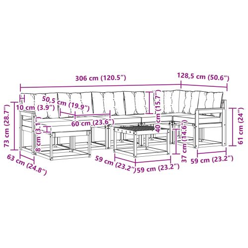 Комплект дивани за открито 8 pcs Естествено и светло сиво