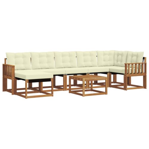Комплект дивани за открито 8 pcs Натурален и Крема
